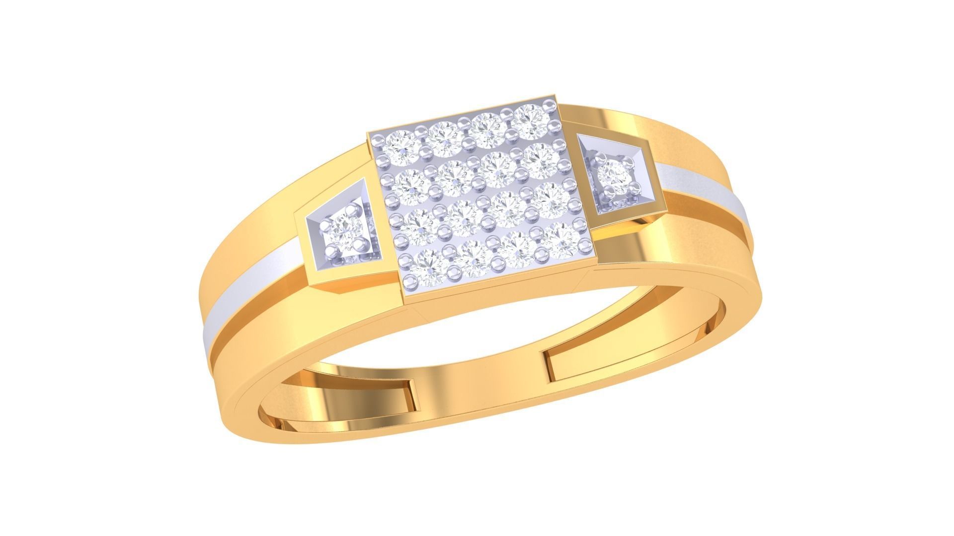 Men Groom Gents Diamond Ring 3dm stl obj mtl 3mf igs 3D print model_3