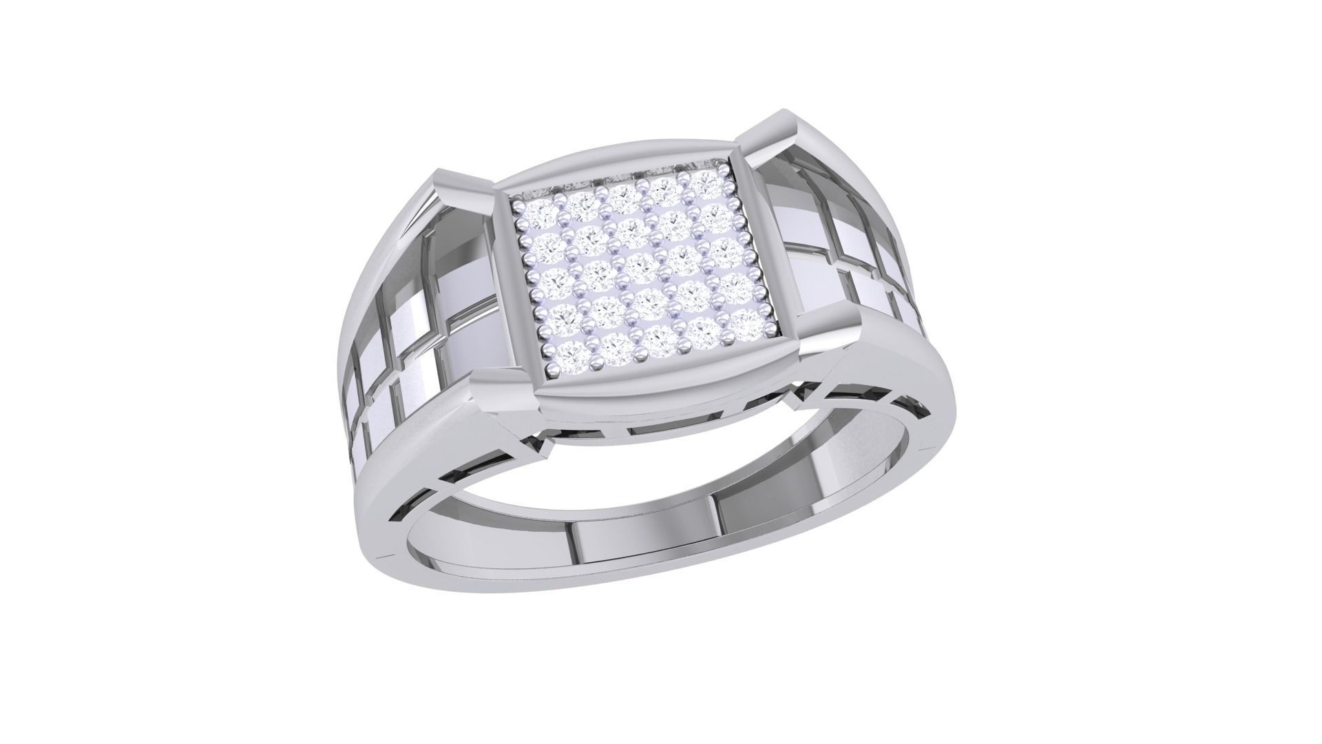 Men Groom Gents Diamond Ring 3dm stl obj mtl 3mf igs 3D print model_1