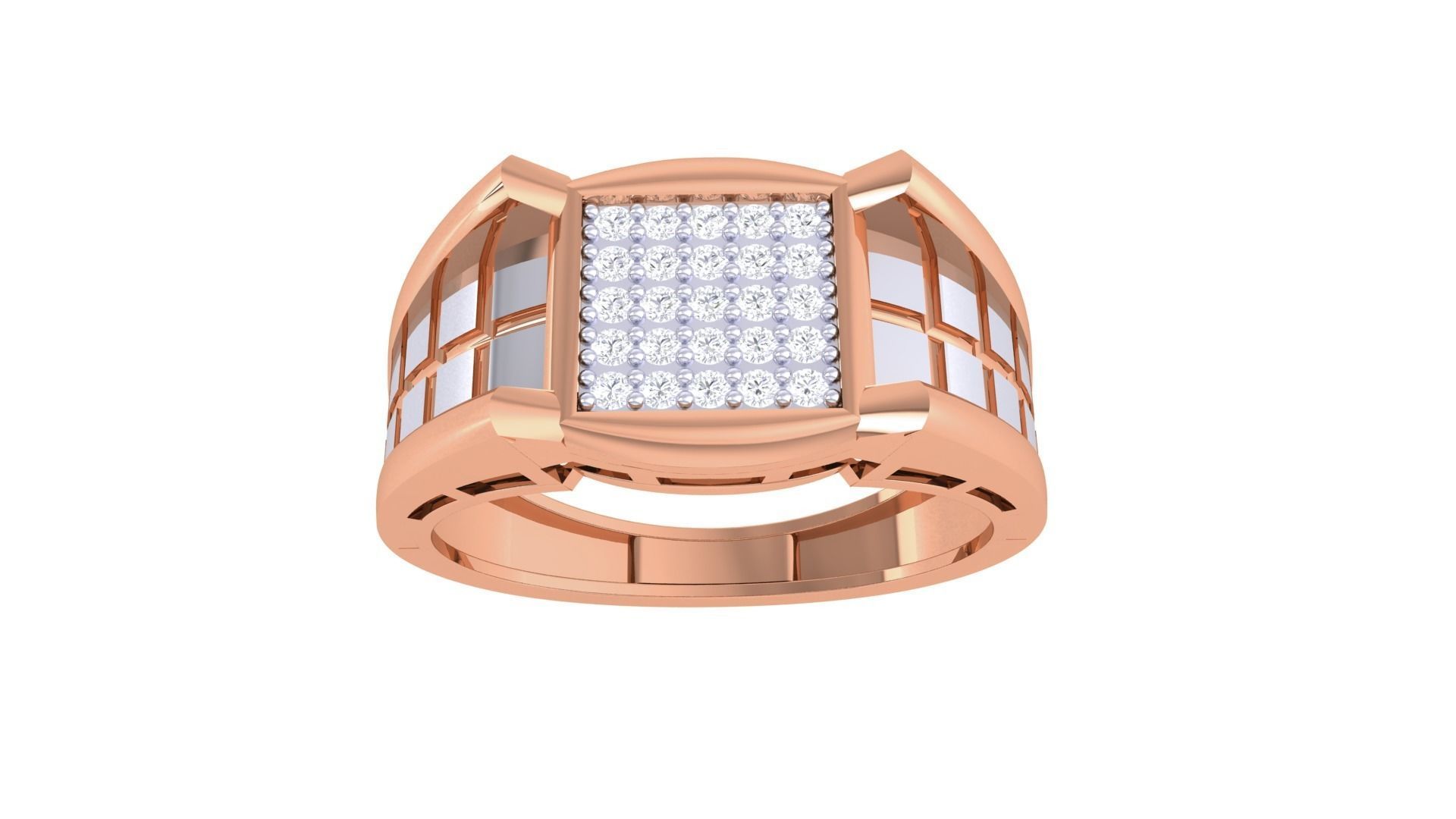 Men Groom Gents Diamond Ring 3dm stl obj mtl 3mf igs 3D print model_7