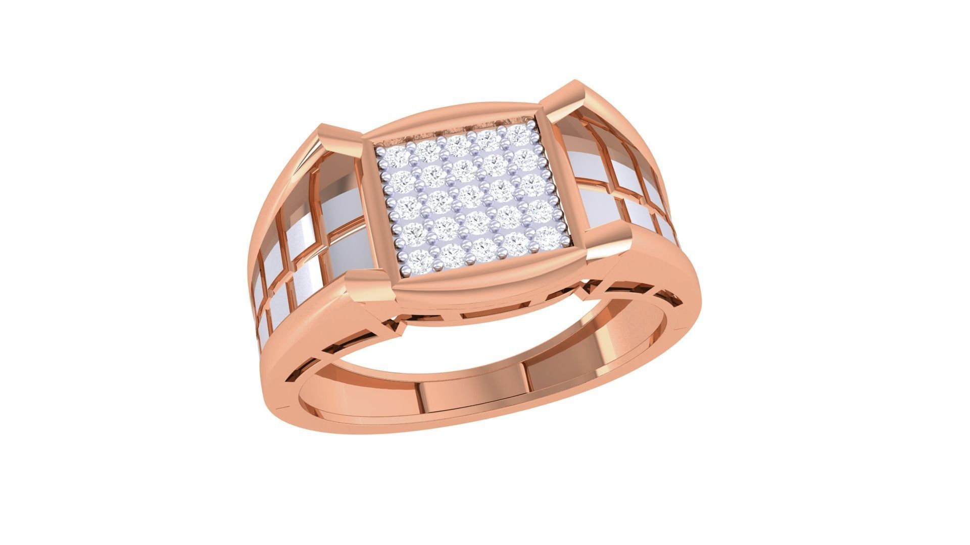 Men Groom Gents Diamond Ring 3dm stl obj mtl 3mf igs 3D print model_4