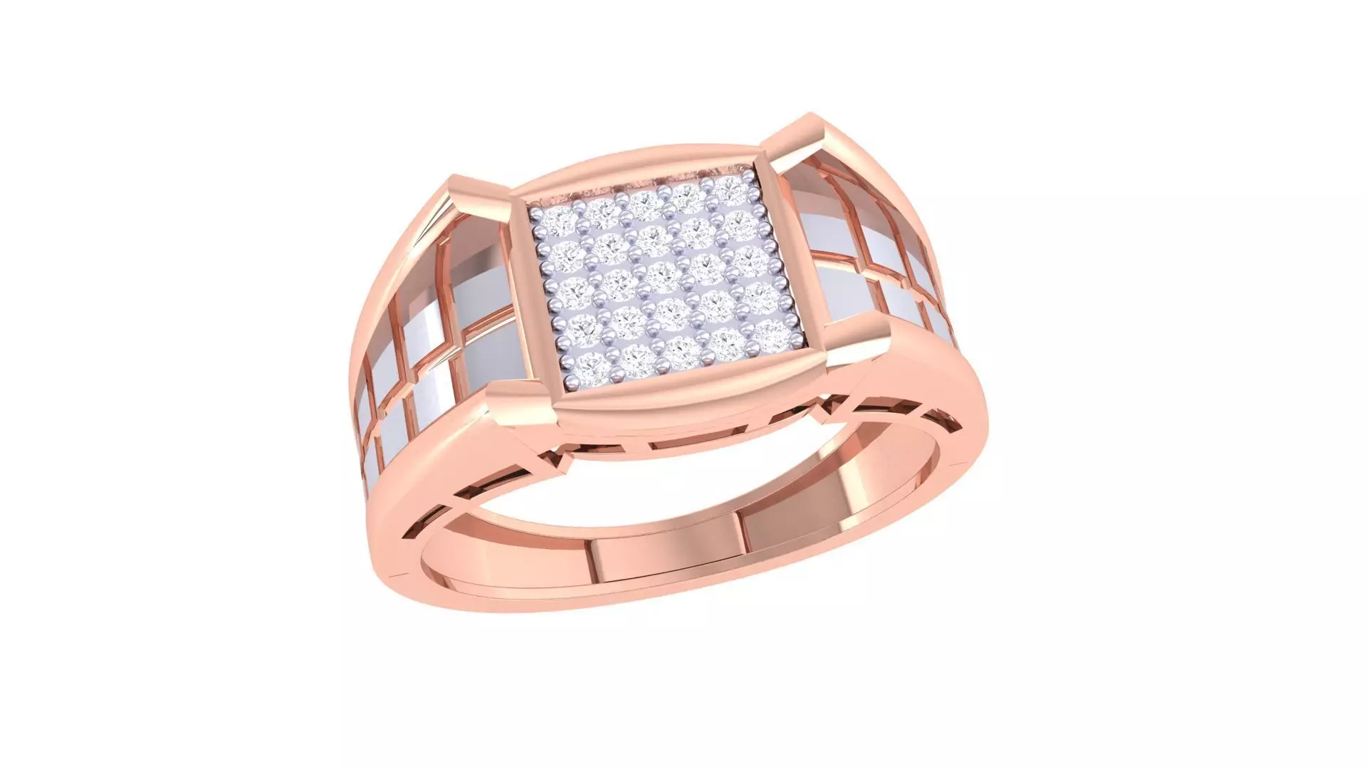 Men Groom Gents Diamond Ring 3dm stl obj mtl 3mf igs 3D print model_0