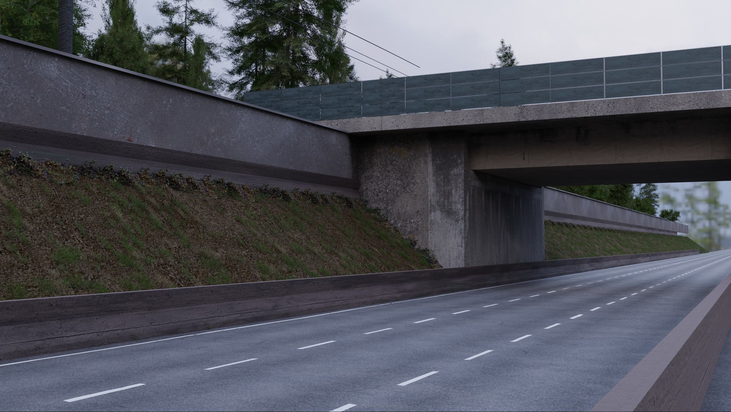 Realistic Car Road Scene 3D Blender File Textured 3D model_2