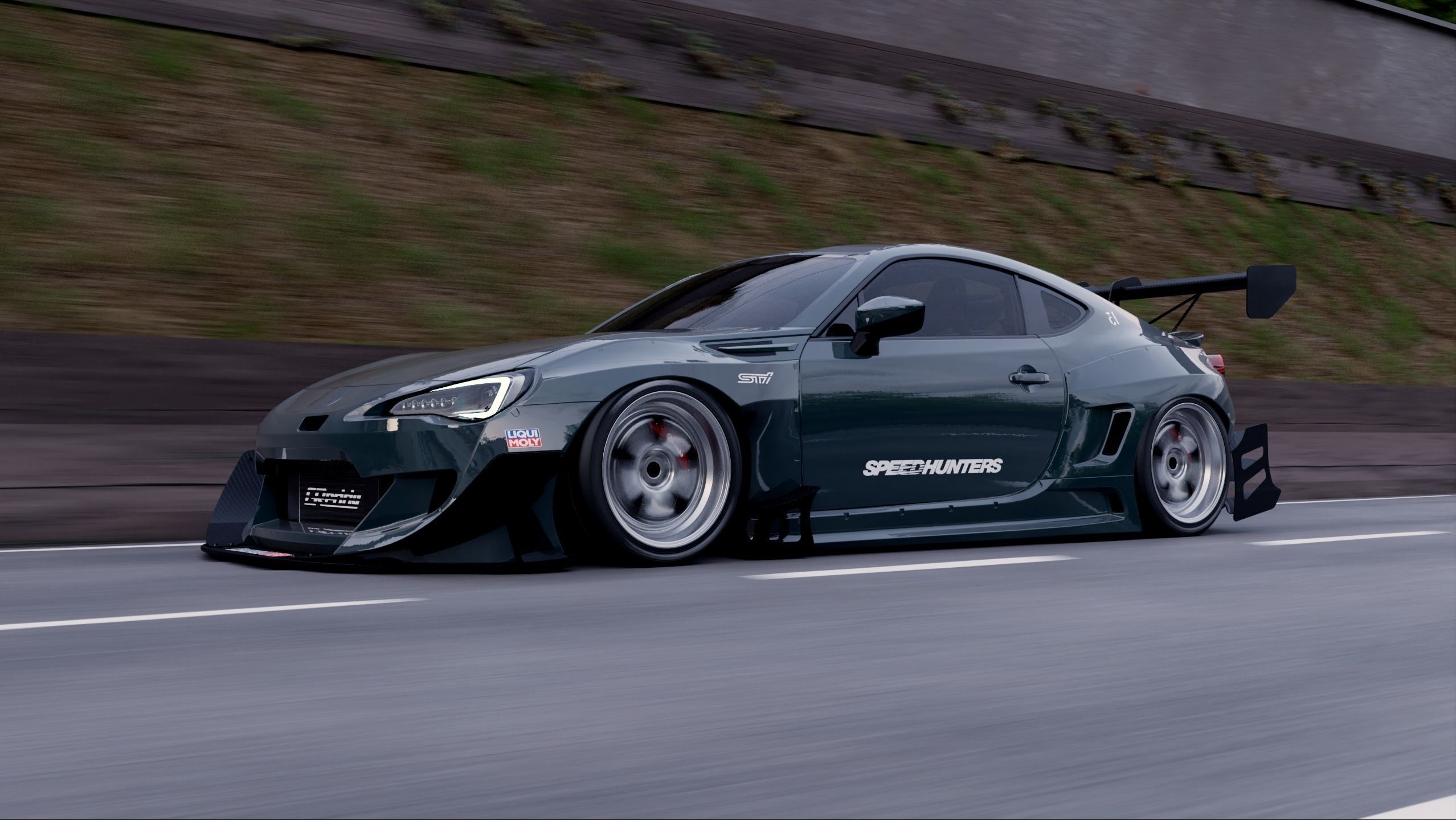 Realistic Car Road Scene 3D Blender File Textured 3D model_4