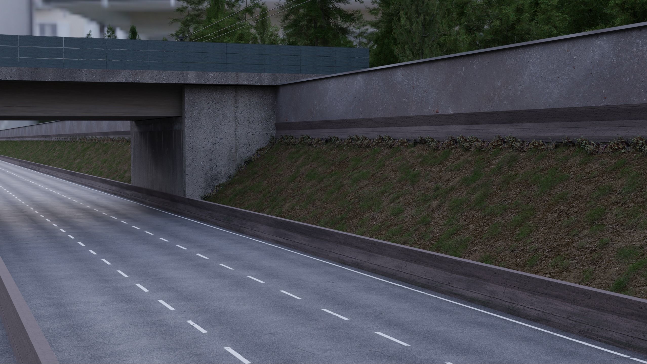 Realistic Car Road Scene 3D Blender File Textured 3D model_3