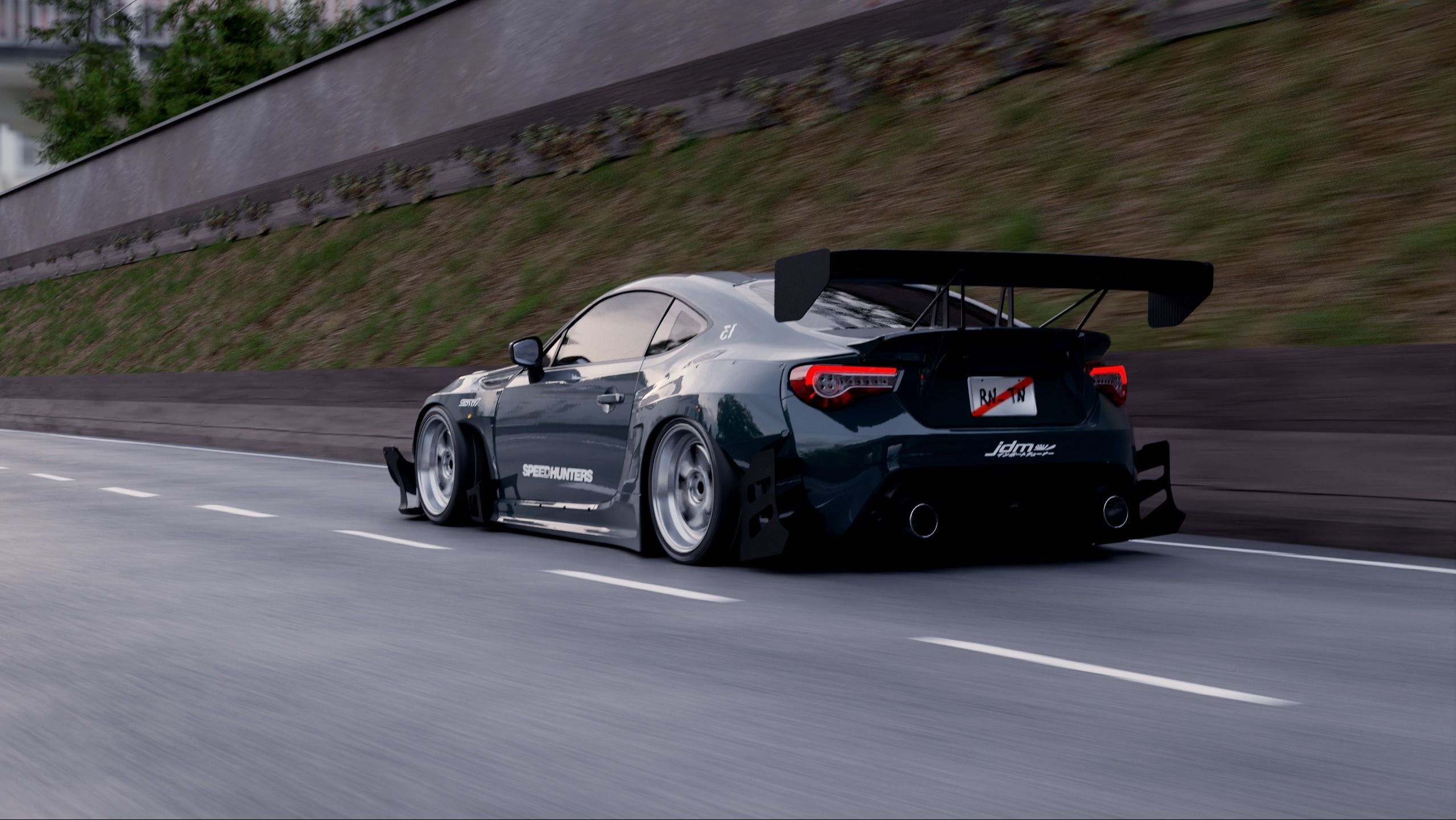 Realistic Car Road Scene 3D Blender File Textured 3D model_6