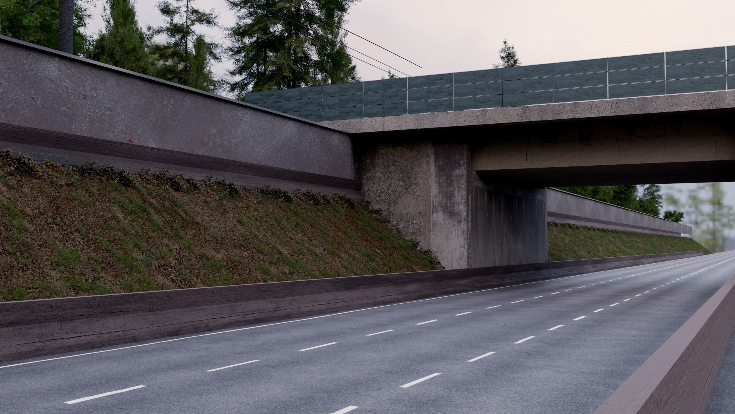 Realistic Car Road Scene 3D Blender File Textured 3D model_1