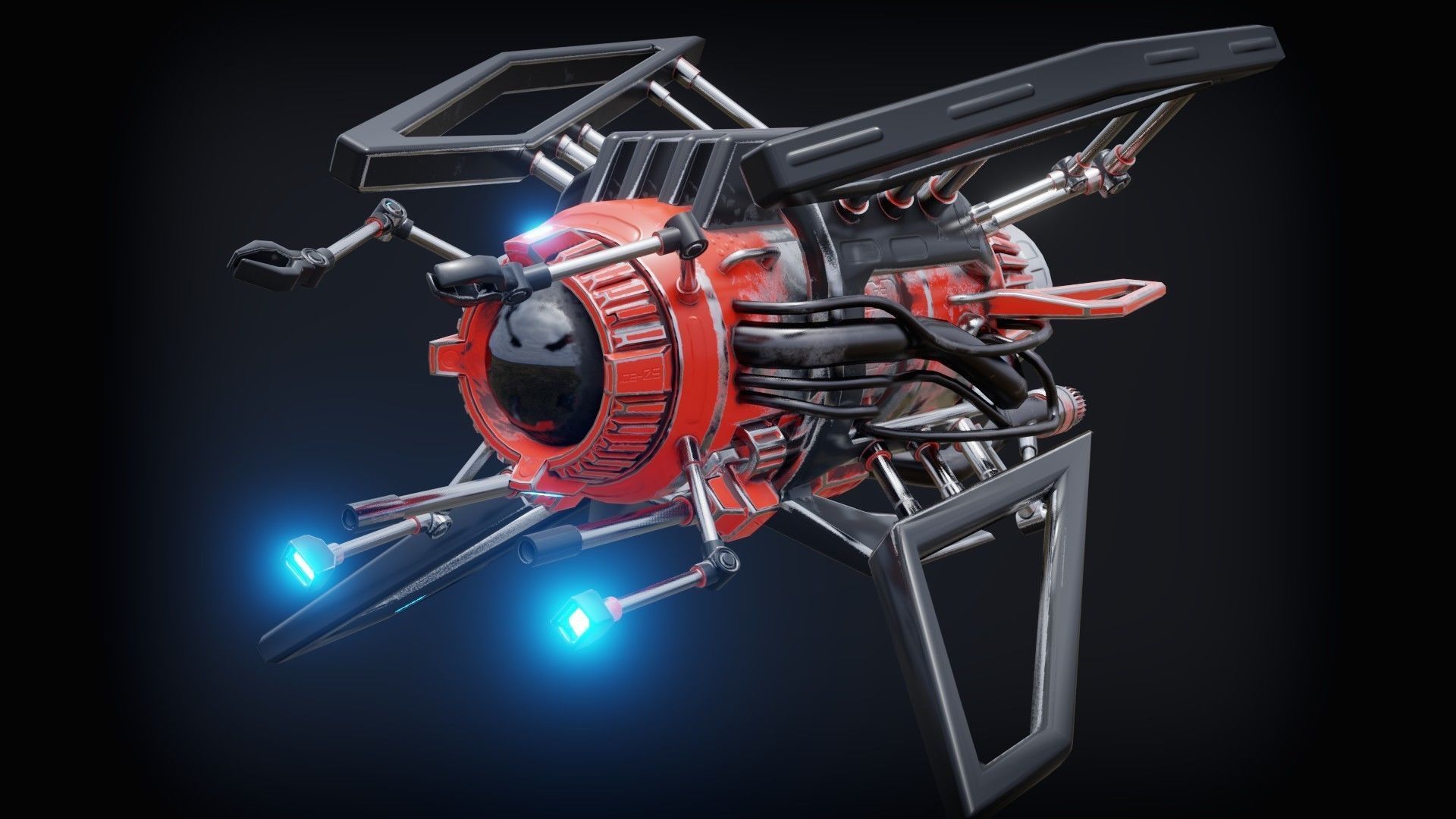 Sci-fi Submarine Low-poly 3D model_10