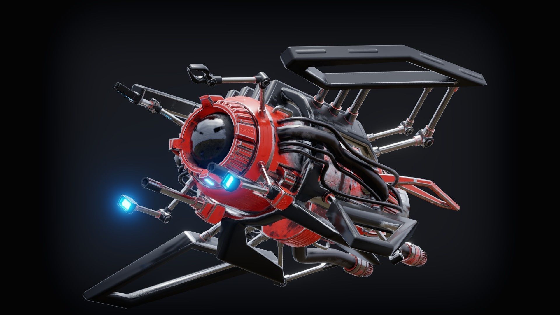 Sci-fi Submarine Low-poly 3D model_6