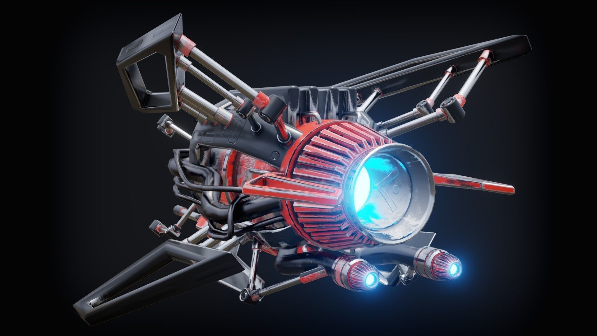 Sci-fi Submarine Low-poly 3D model_16