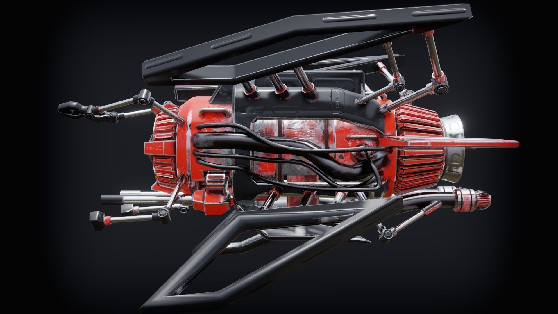 Sci-fi Submarine Low-poly 3D model_4