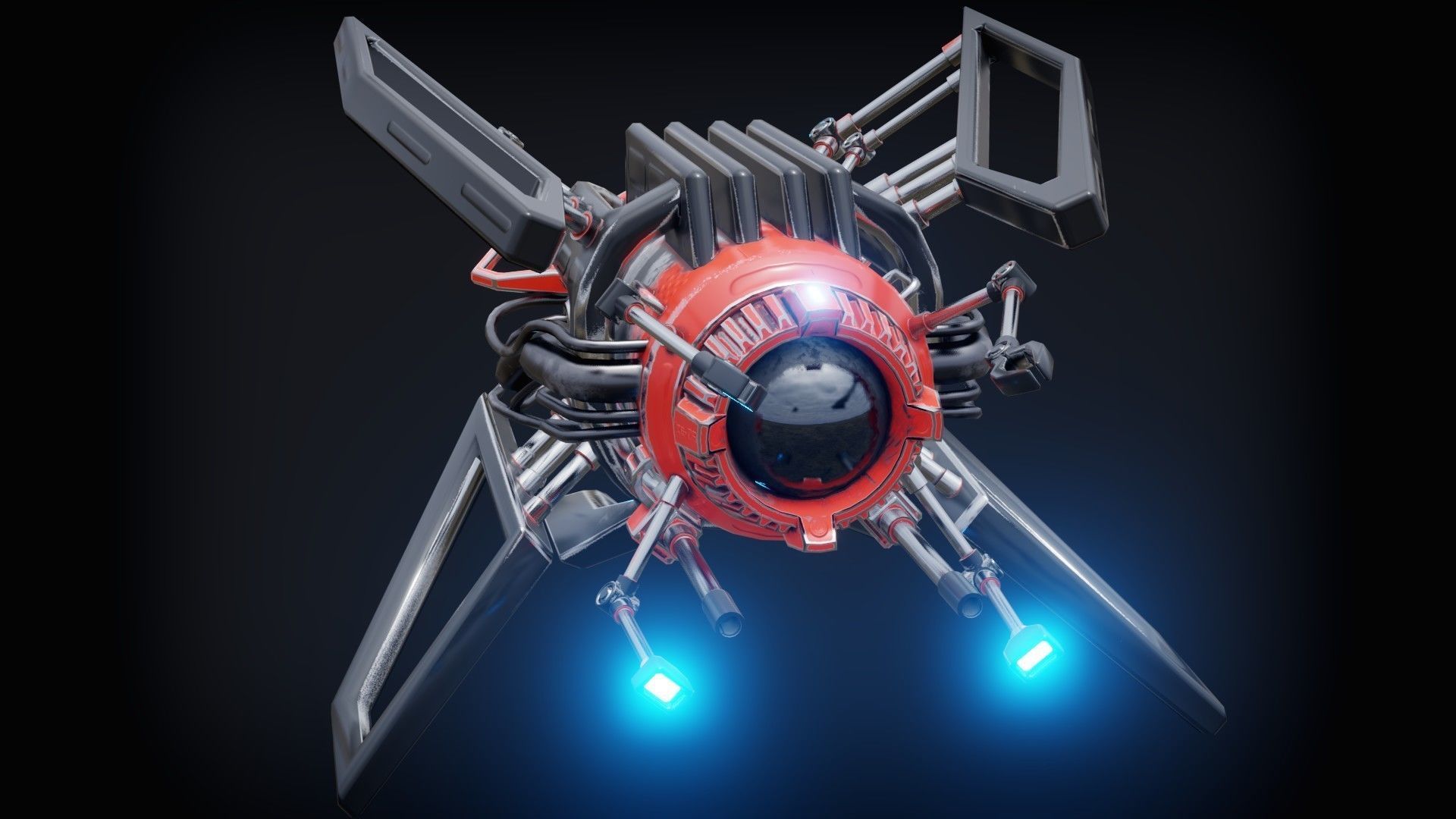 Sci-fi Submarine Low-poly 3D model_9