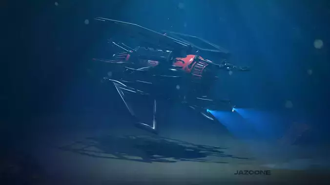 Sci-fi Submarine Low-poly 3D model