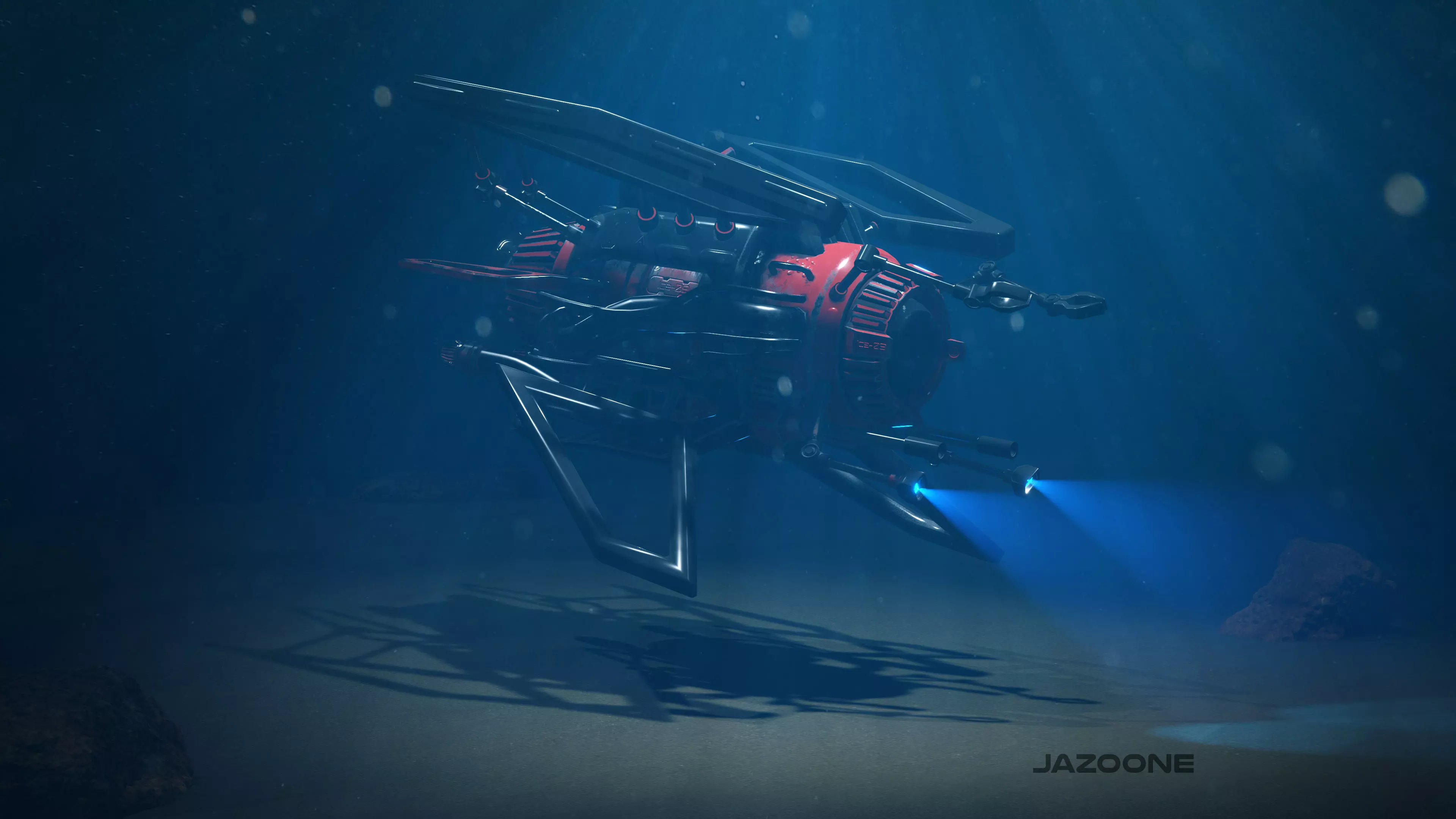 Sci-fi Submarine Low-poly 3D model_0