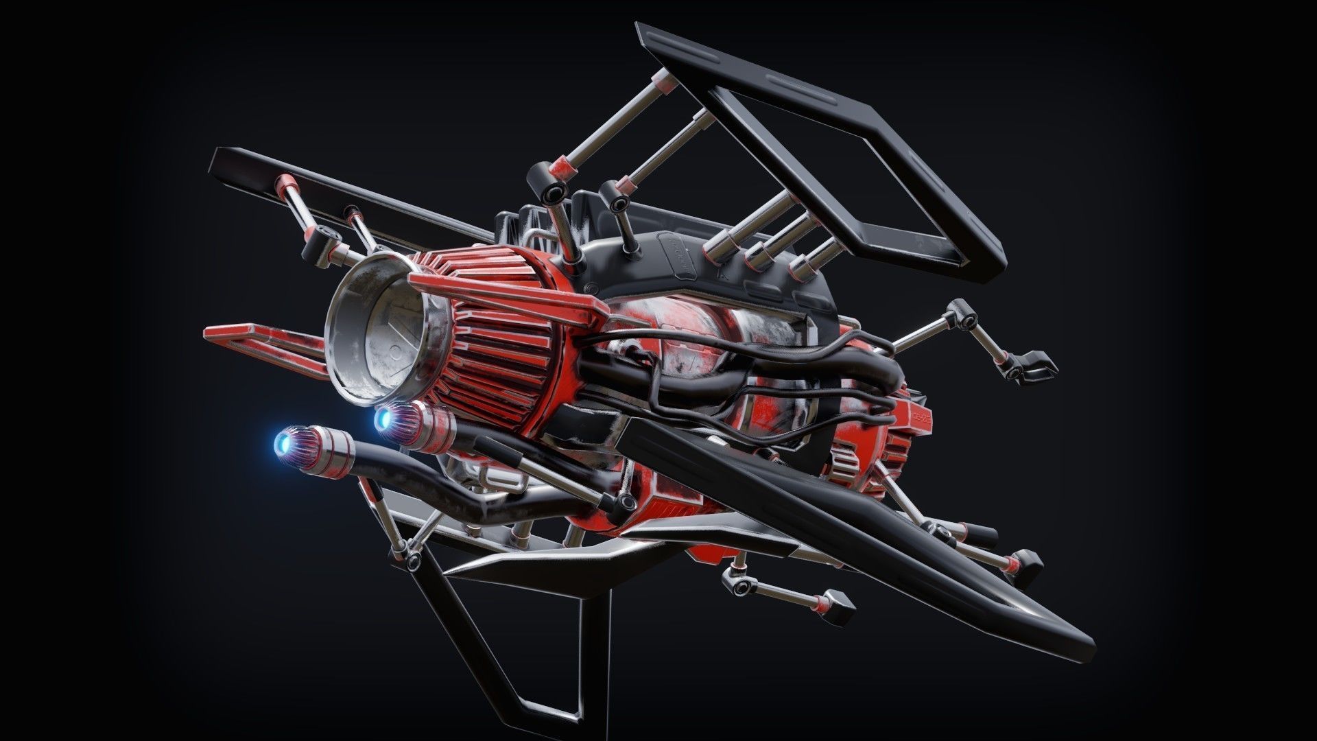 Sci-fi Submarine Low-poly 3D model_7