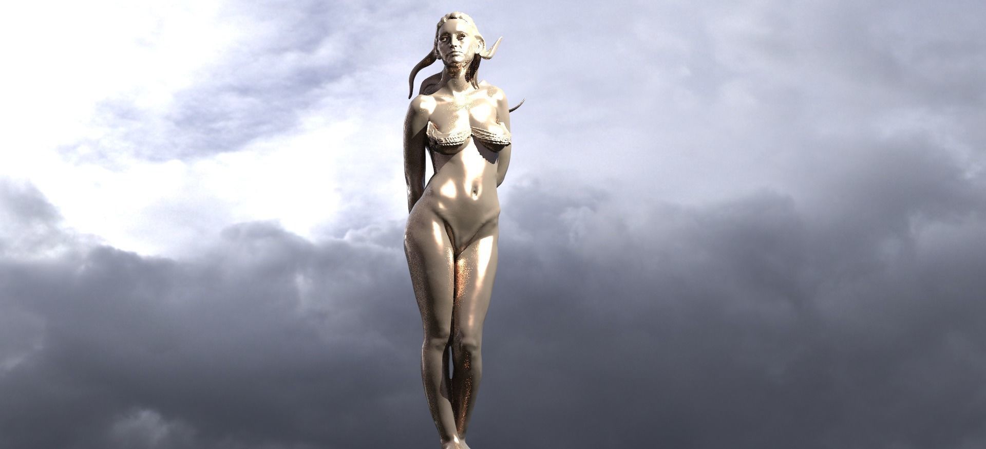 Egyptian Art Deco Sculpture Figure 1 3D model_1