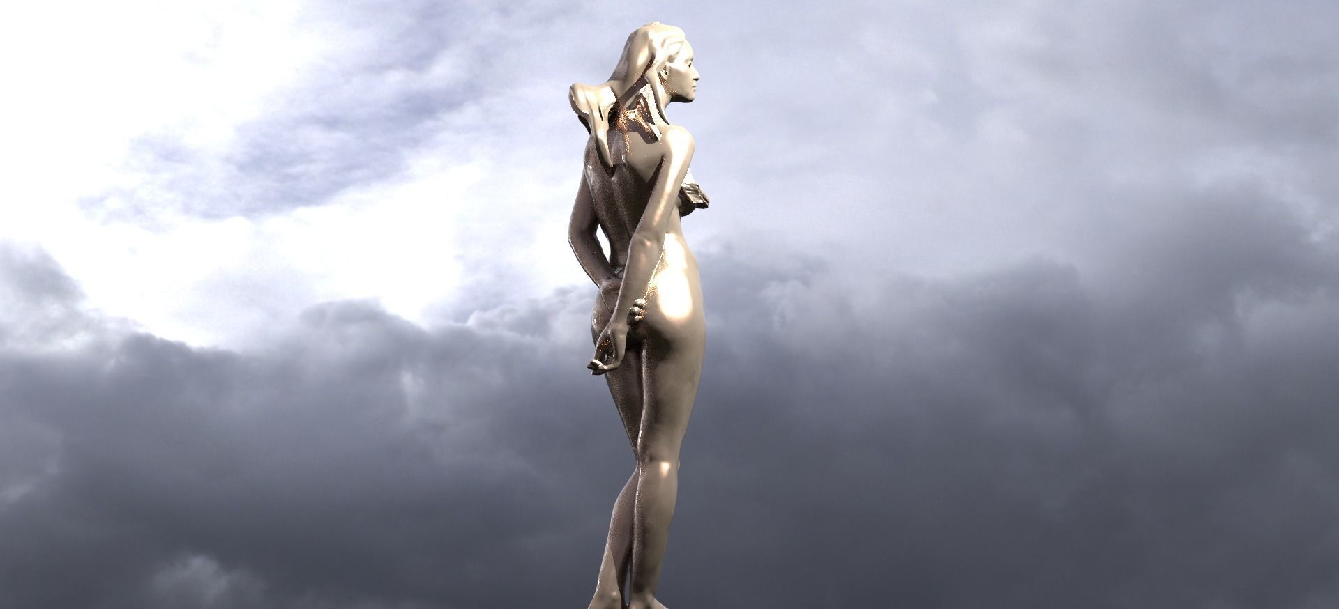 Egyptian Art Deco Sculpture Figure 1 3D model_2