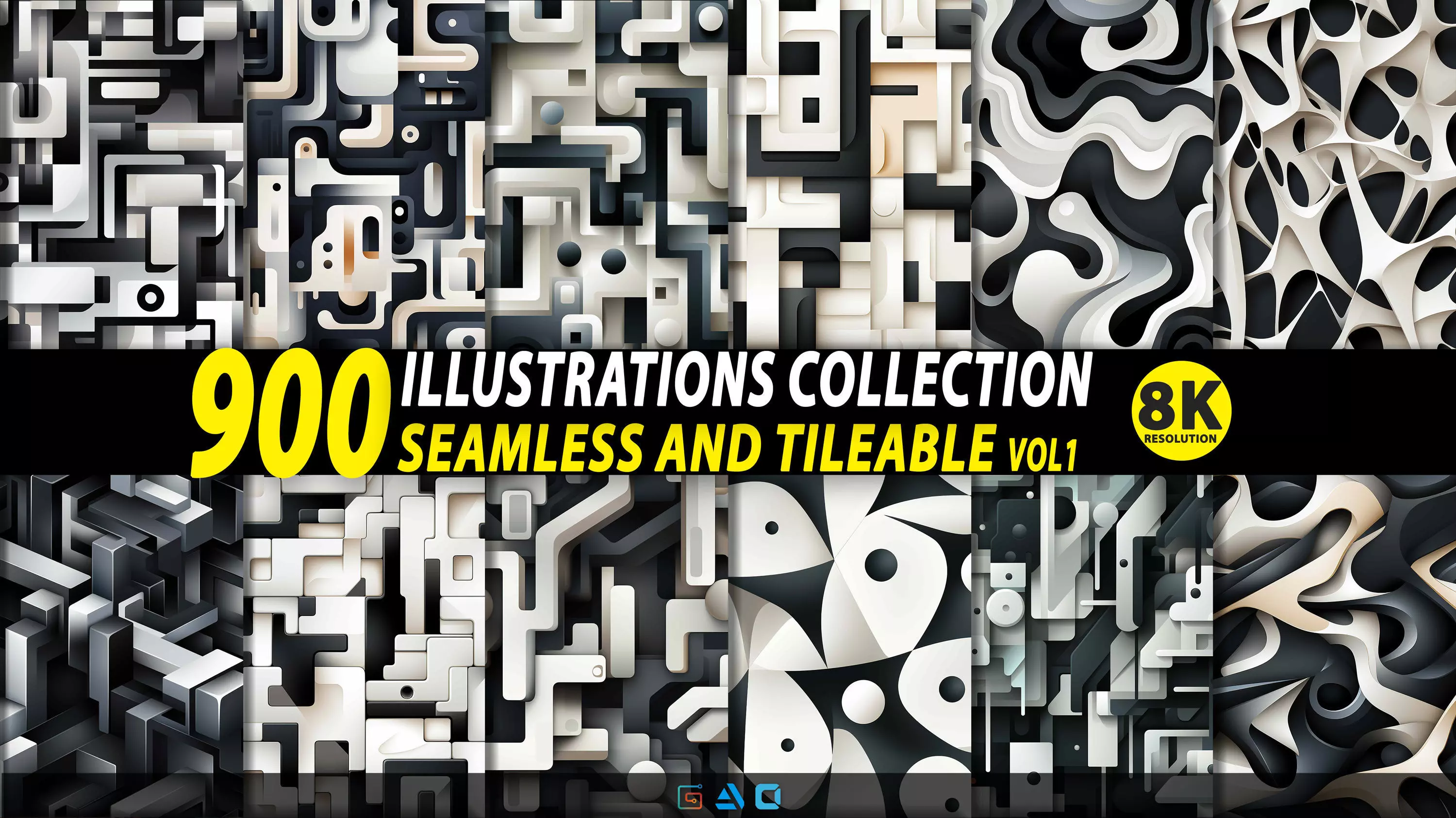 900 Digital illustrations Pattern Collection -Vol1 - 8K Res Texture_0