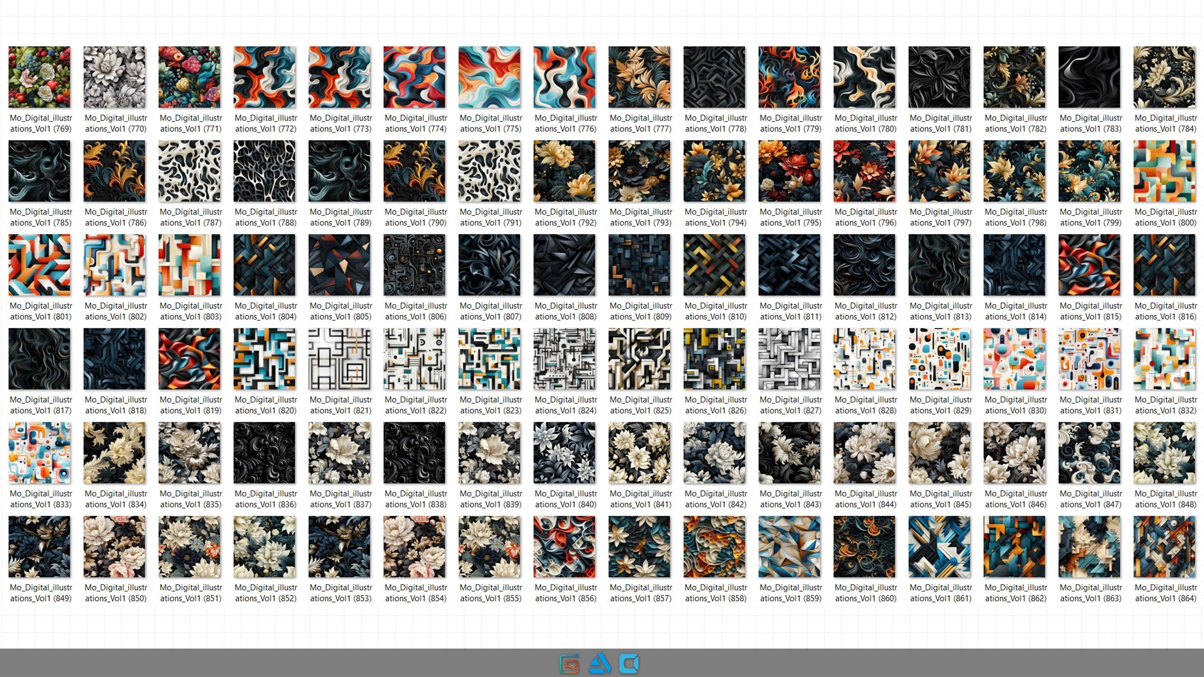 900 Digital illustrations Pattern Collection -Vol1 - 8K Res Texture_9