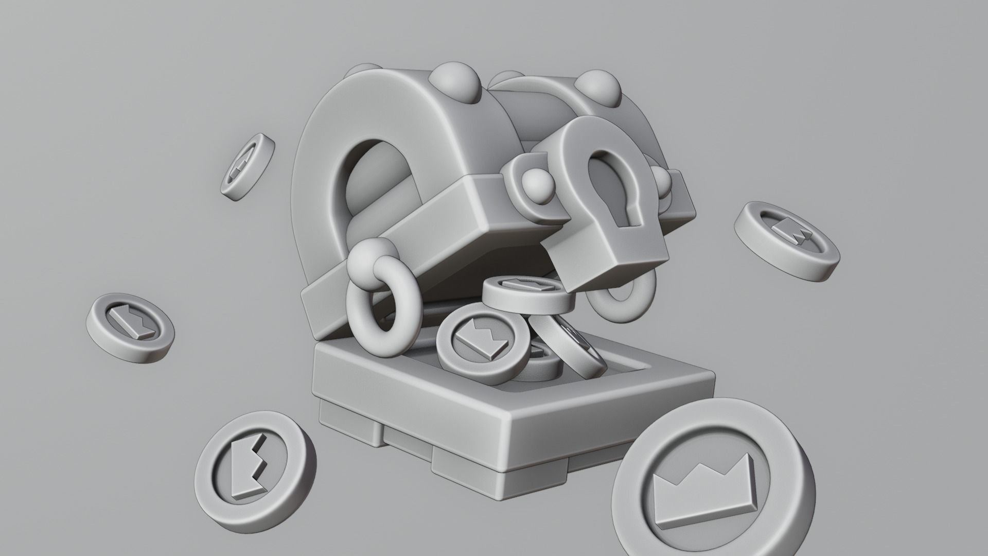 Stylized Glowing Treasure Chest with Flying Gold Coins 3D model_2