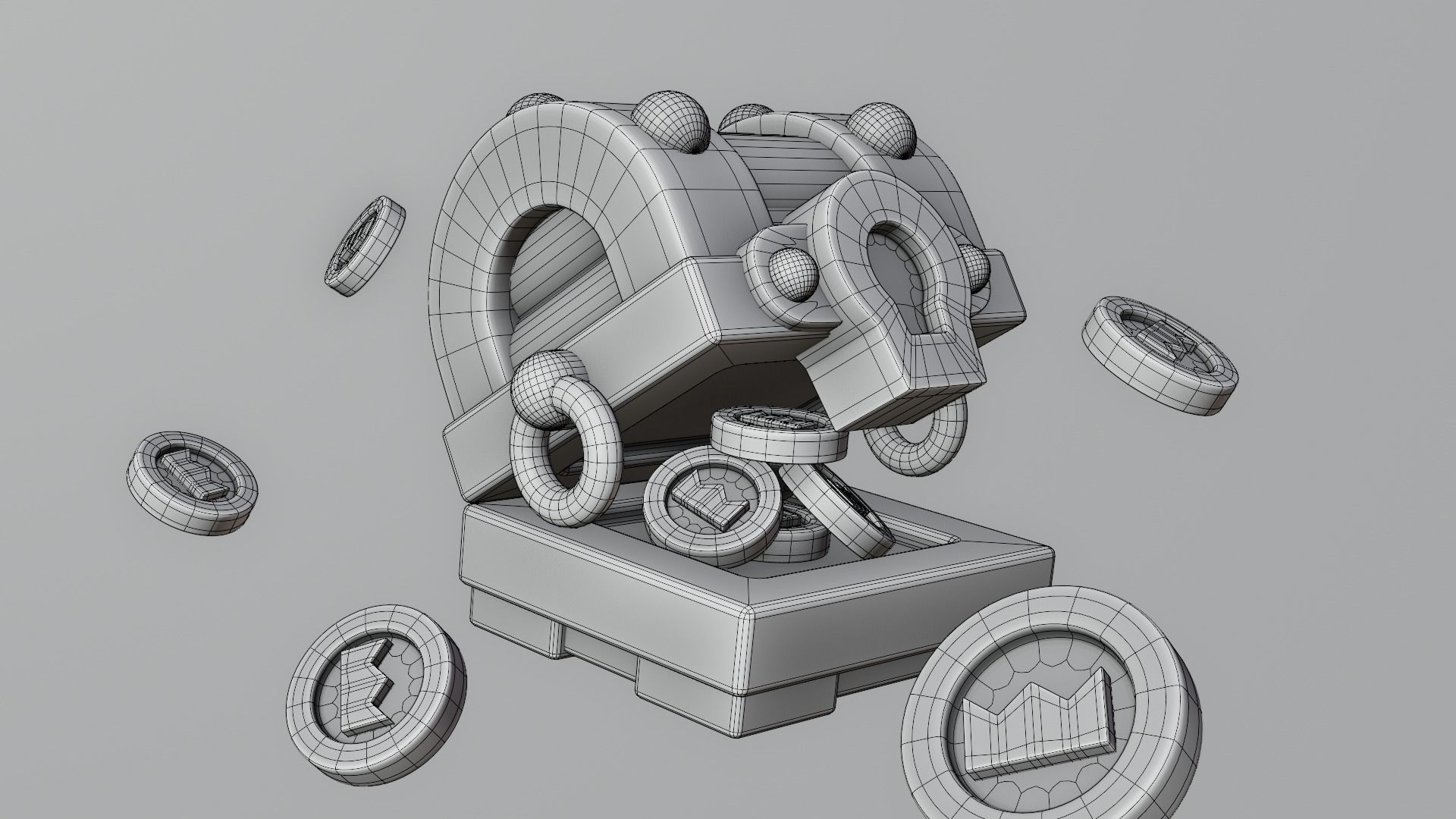 Stylized Glowing Treasure Chest with Flying Gold Coins 3D model_3