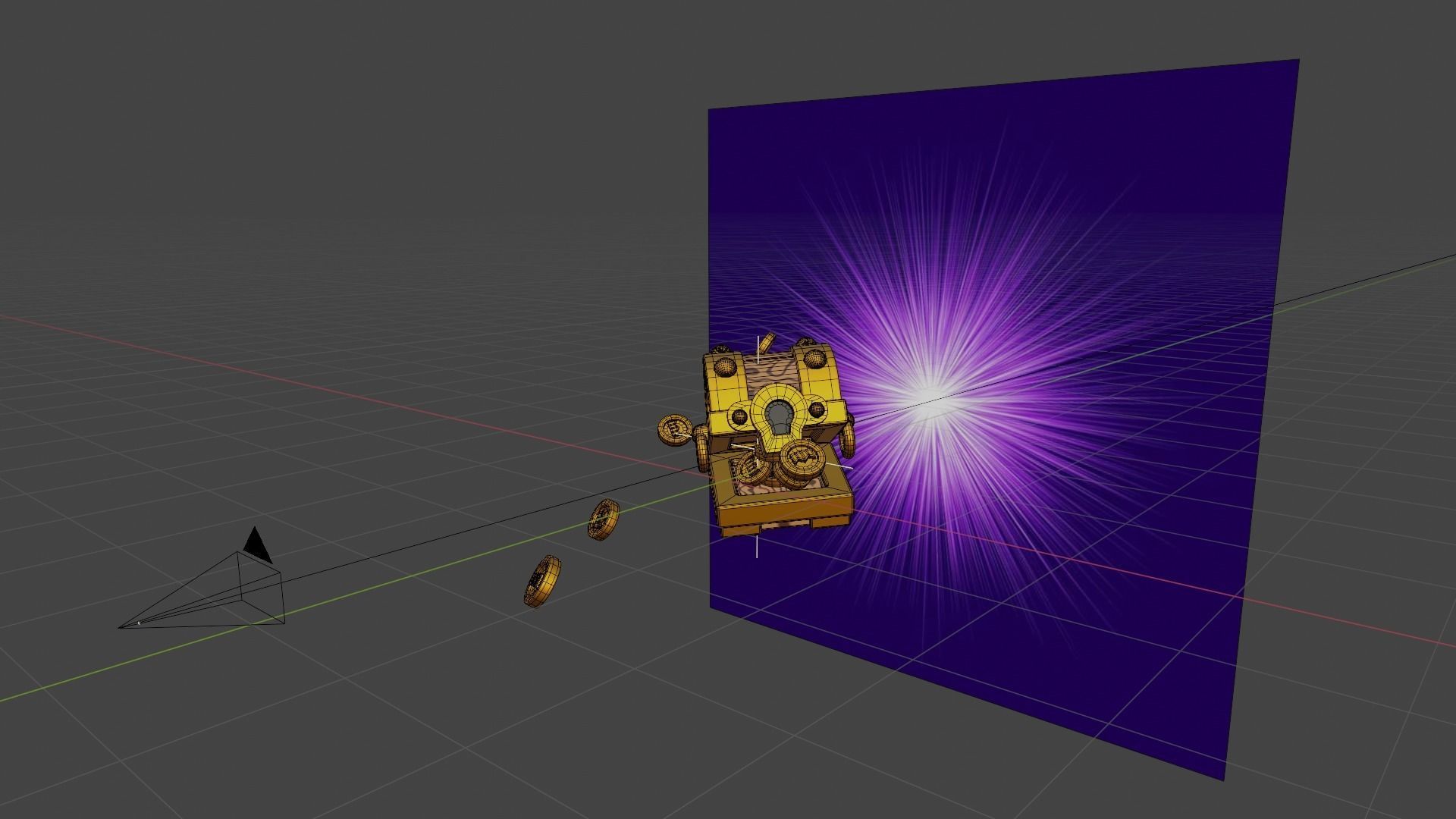 Stylized Glowing Treasure Chest with Flying Gold Coins 3D model_12