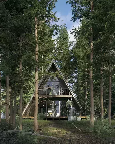 V-Ray 6 Forest House - Materials - Trees and Lighting 3D model