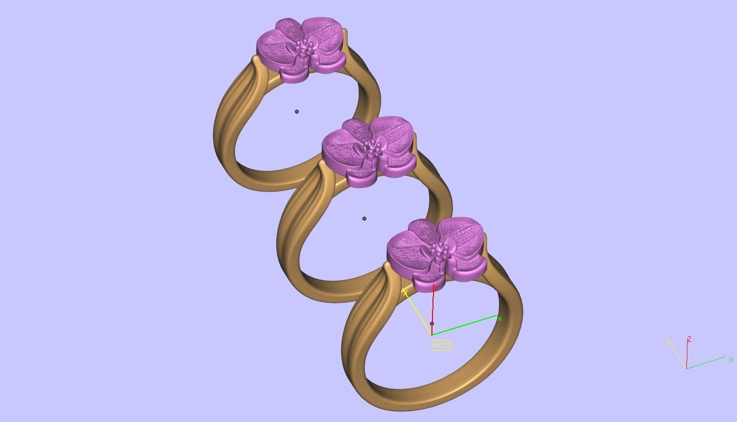 Orchid flower ring 3D print model_2