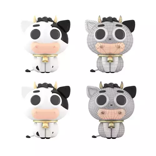 cow 3d cartoon Low-poly 3D model