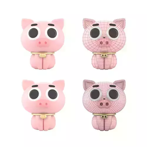 pig 3d cartoon Low-poly 3D model