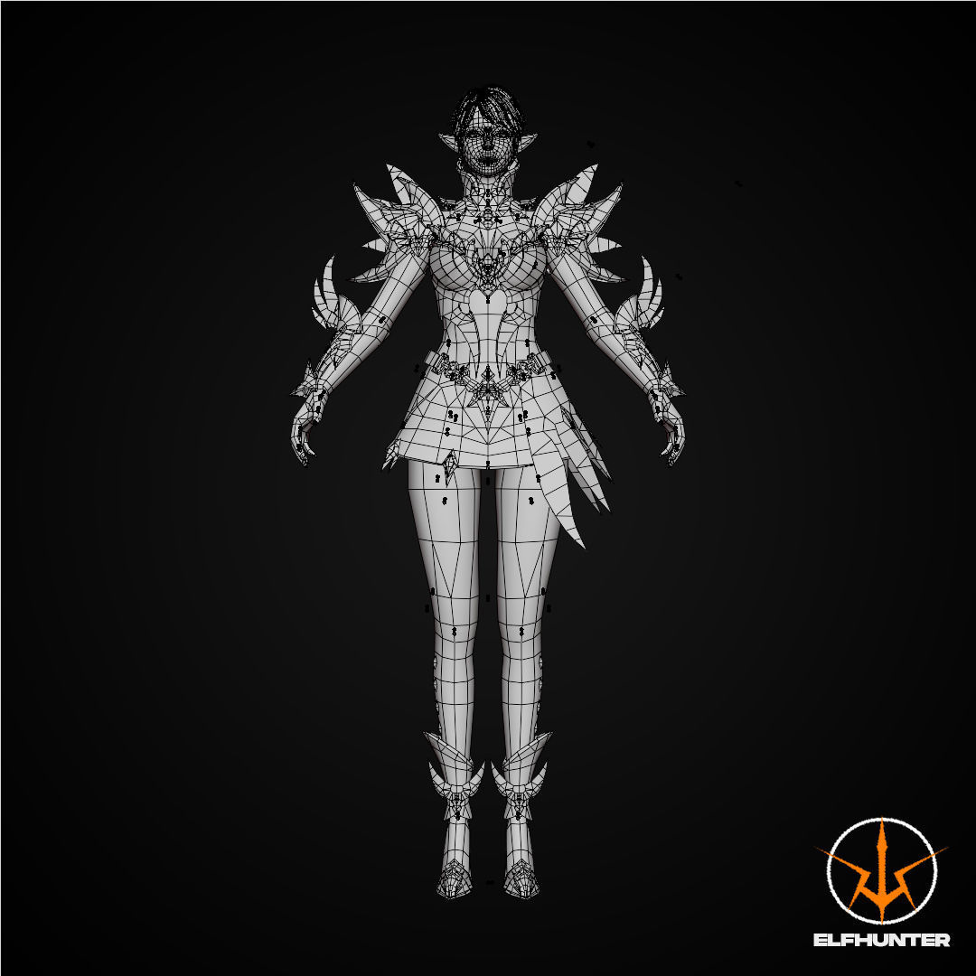 EXCLUSIVE ELF HUNTER EDITION RIGGED CHARACTER ELF WHITE KNIGHT Low-poly 3D model_14