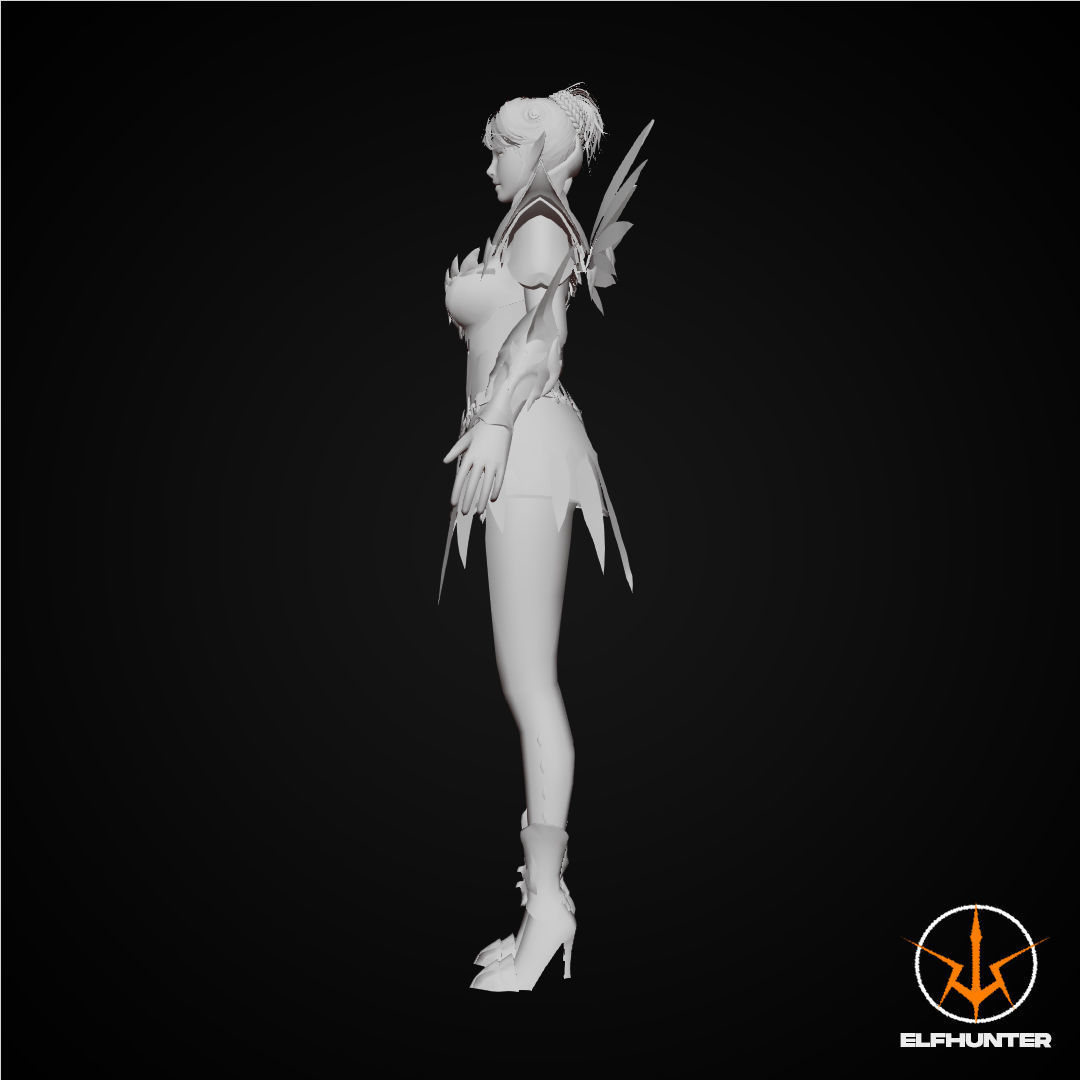 EXCLUSIVE ELF HUNTER EDITION RIGGED CHARACTER ELF WHITE KNIGHT Low-poly 3D model_9
