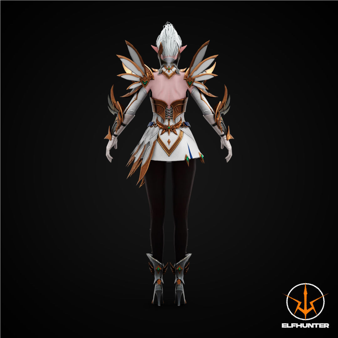 EXCLUSIVE ELF HUNTER EDITION RIGGED CHARACTER ELF WHITE KNIGHT Low-poly 3D model_4