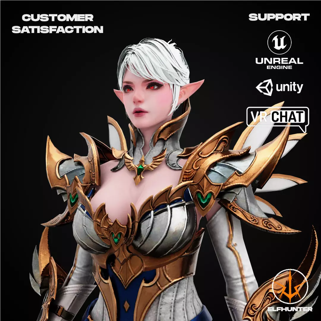 EXCLUSIVE ELF HUNTER EDITION RIGGED CHARACTER ELF WHITE KNIGHT Low-poly 3D model_0