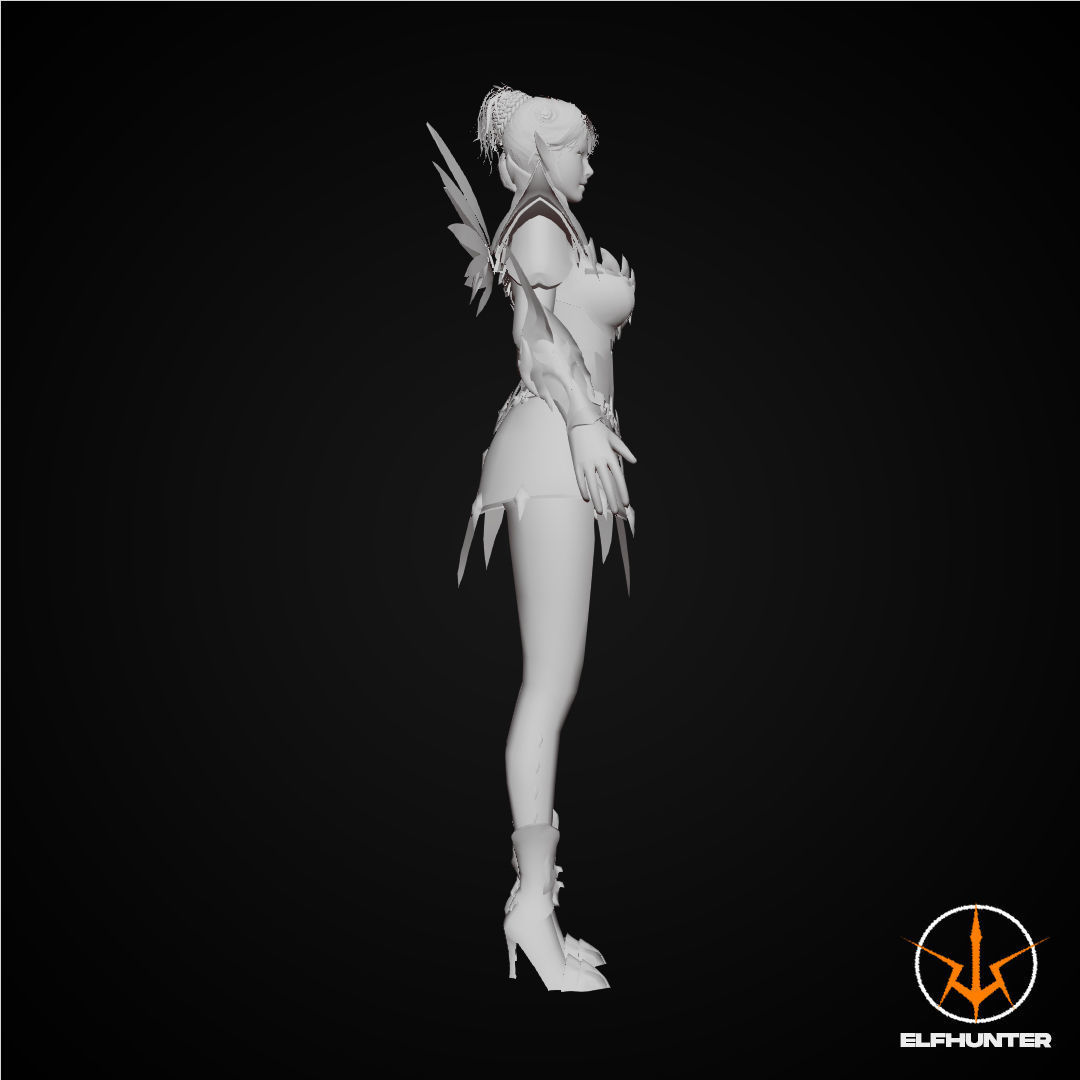 EXCLUSIVE ELF HUNTER EDITION RIGGED CHARACTER ELF WHITE KNIGHT Low-poly 3D model_7