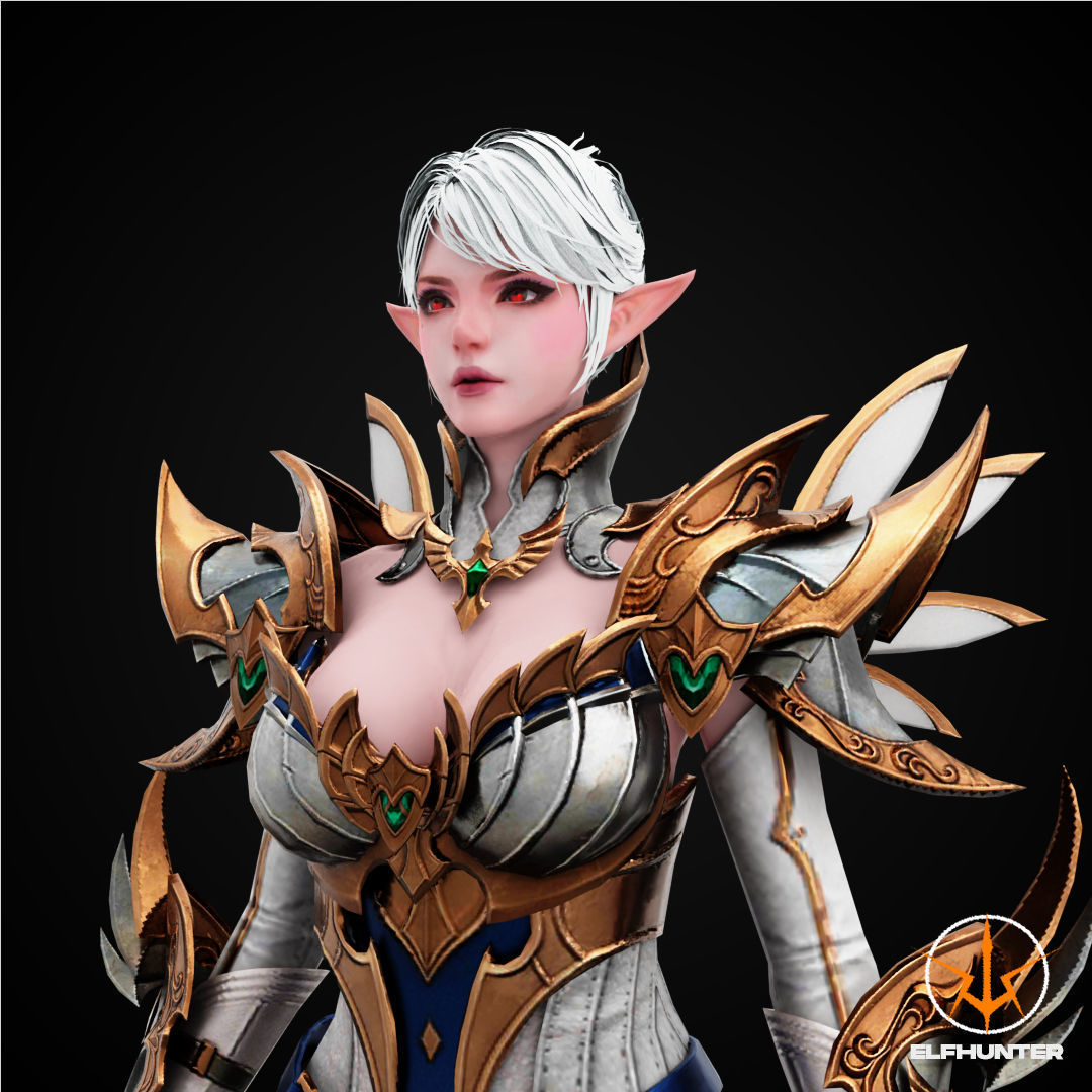 EXCLUSIVE ELF HUNTER EDITION RIGGED CHARACTER ELF WHITE KNIGHT Low-poly 3D model_1