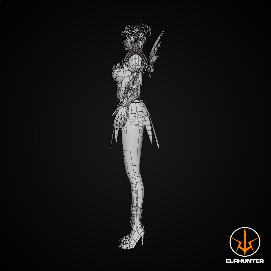EXCLUSIVE ELF HUNTER EDITION RIGGED CHARACTER ELF WHITE KNIGHT Low-poly 3D model_13