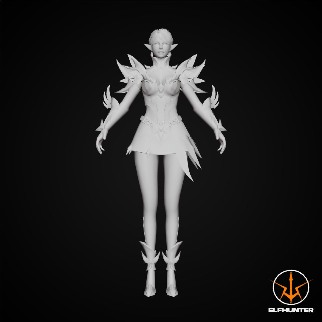 EXCLUSIVE ELF HUNTER EDITION RIGGED CHARACTER ELF WHITE KNIGHT Low-poly 3D model_6