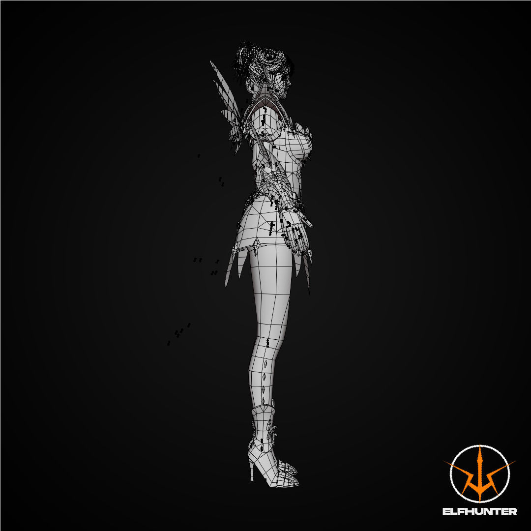 EXCLUSIVE ELF HUNTER EDITION RIGGED CHARACTER ELF WHITE KNIGHT Low-poly 3D model_15