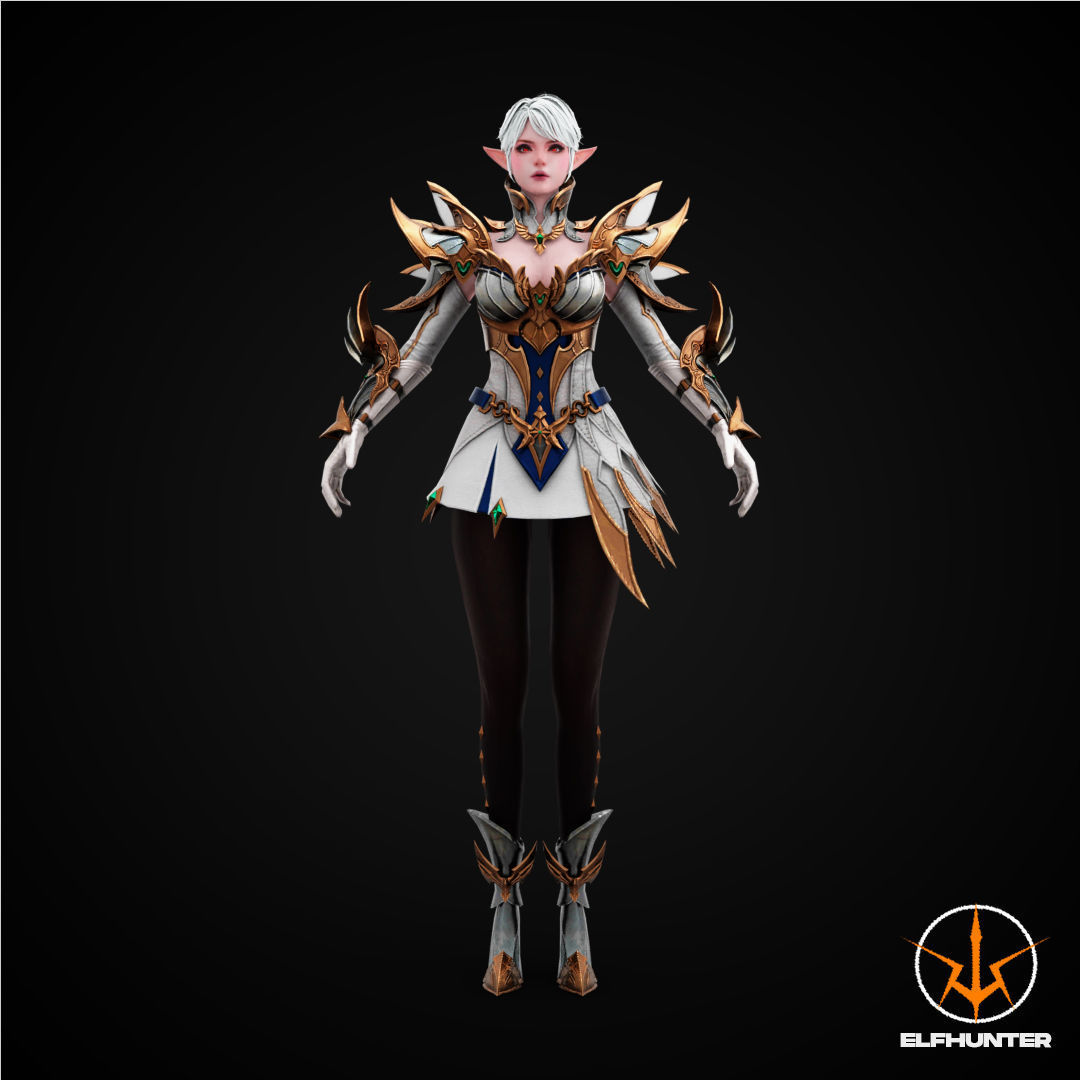 EXCLUSIVE ELF HUNTER EDITION RIGGED CHARACTER ELF WHITE KNIGHT Low-poly 3D model_2