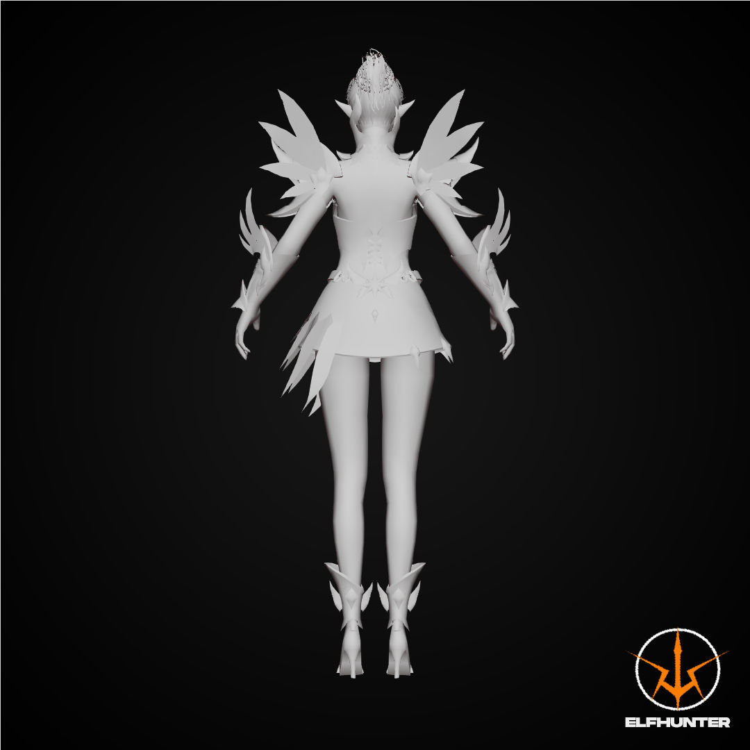 EXCLUSIVE ELF HUNTER EDITION RIGGED CHARACTER ELF WHITE KNIGHT Low-poly 3D model_8