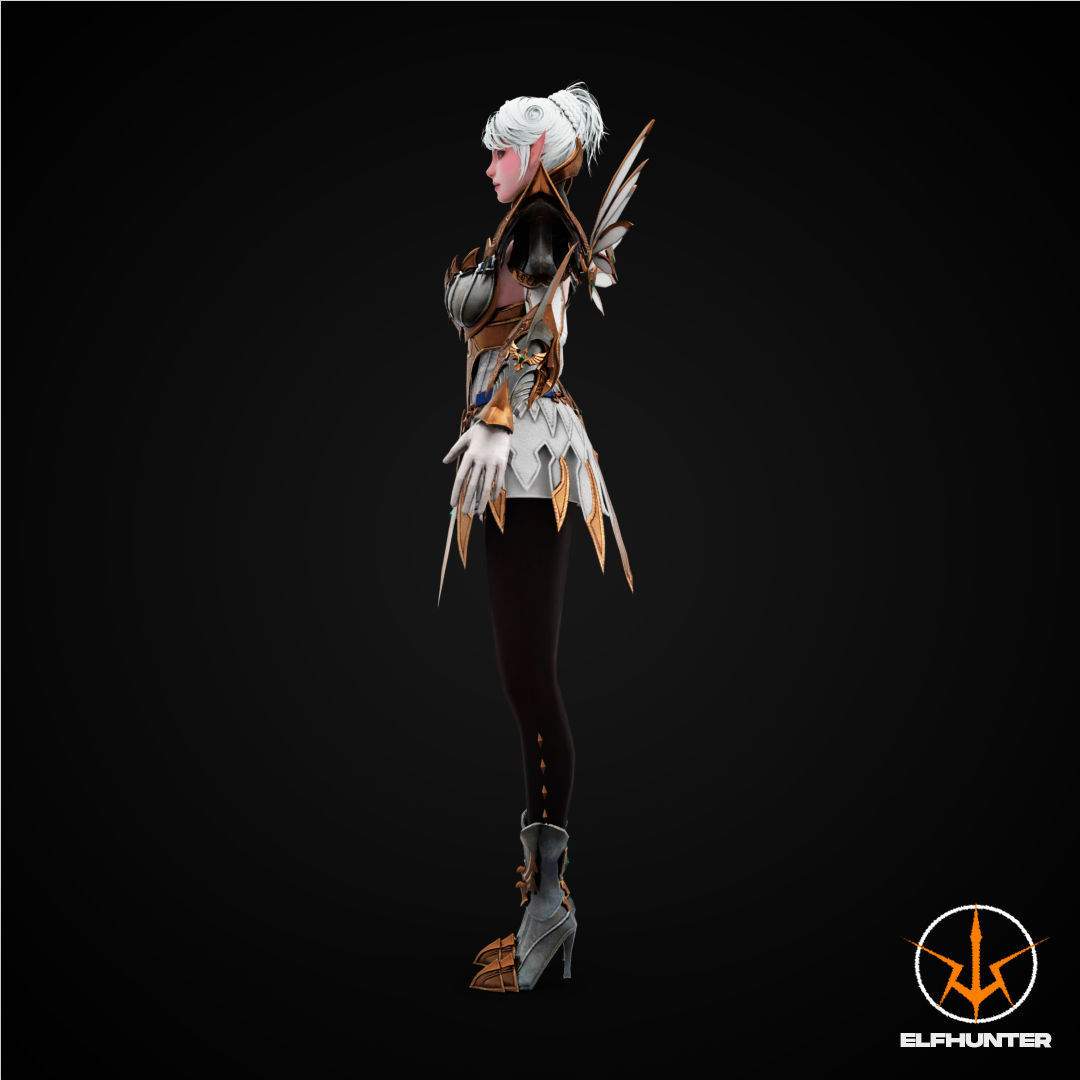 EXCLUSIVE ELF HUNTER EDITION RIGGED CHARACTER ELF WHITE KNIGHT Low-poly 3D model_5