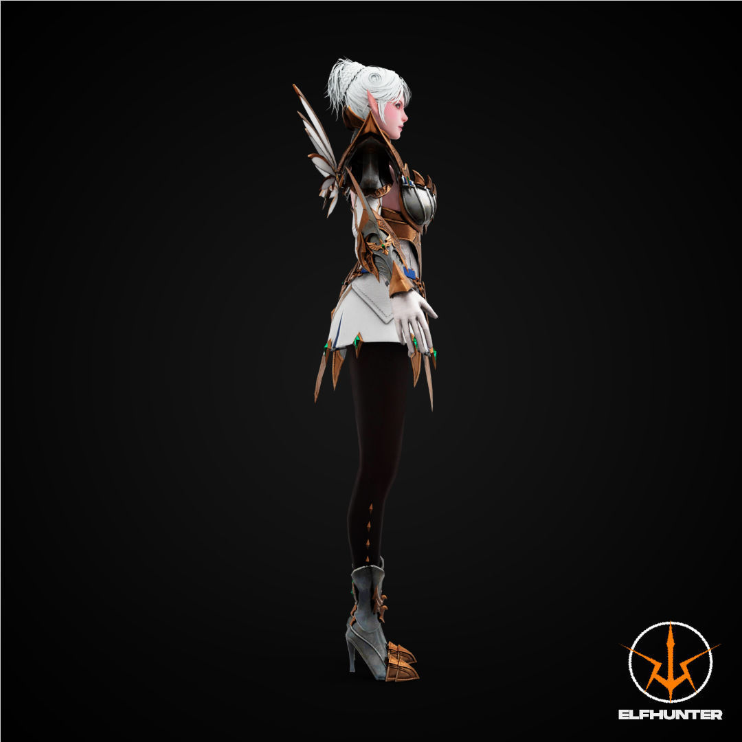 EXCLUSIVE ELF HUNTER EDITION RIGGED CHARACTER ELF WHITE KNIGHT Low-poly 3D model_3