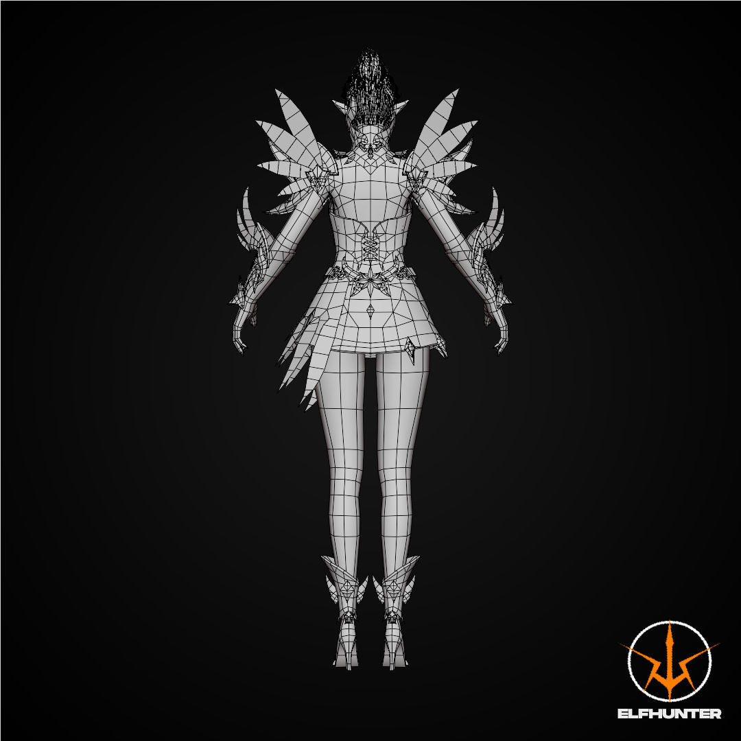 EXCLUSIVE ELF HUNTER EDITION RIGGED CHARACTER ELF WHITE KNIGHT Low-poly 3D model_12