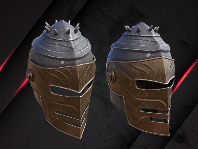 Helmet medieval dark warrior lowpoly game asset Low-poly 3D model_4