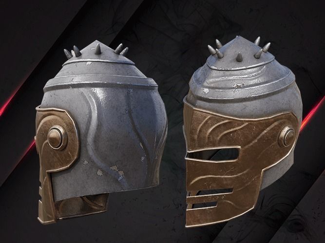 Helmet medieval dark warrior lowpoly game asset Low-poly 3D model_3