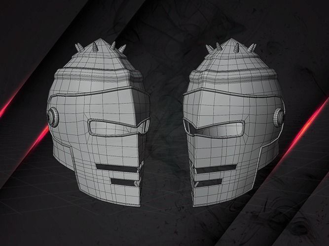 Helmet medieval dark warrior lowpoly game asset Low-poly 3D model_5