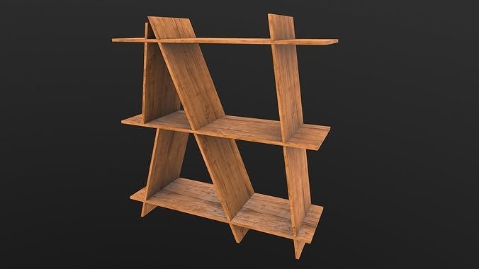 Book Shelf AR VR PBR  Lowpoly with game ready 3d Model Low-poly 3D model