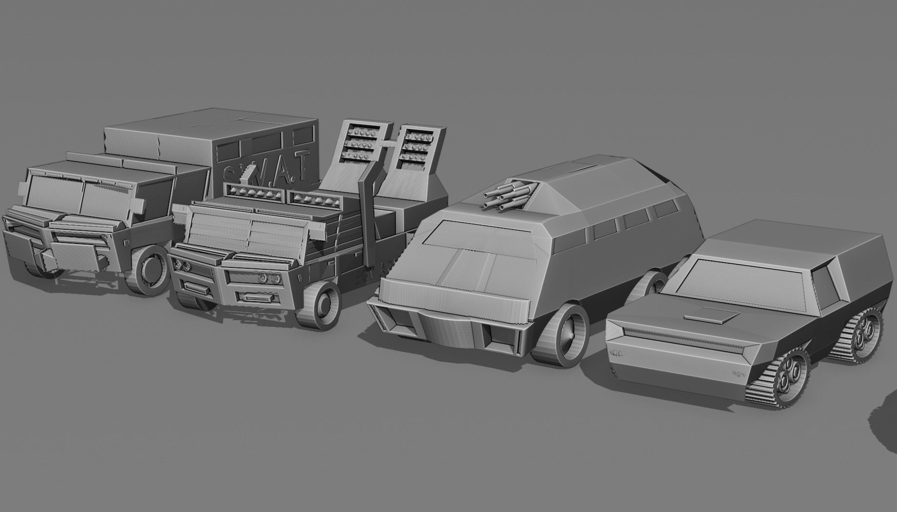 Low poly Military vehicles Low-poly 3D model_2