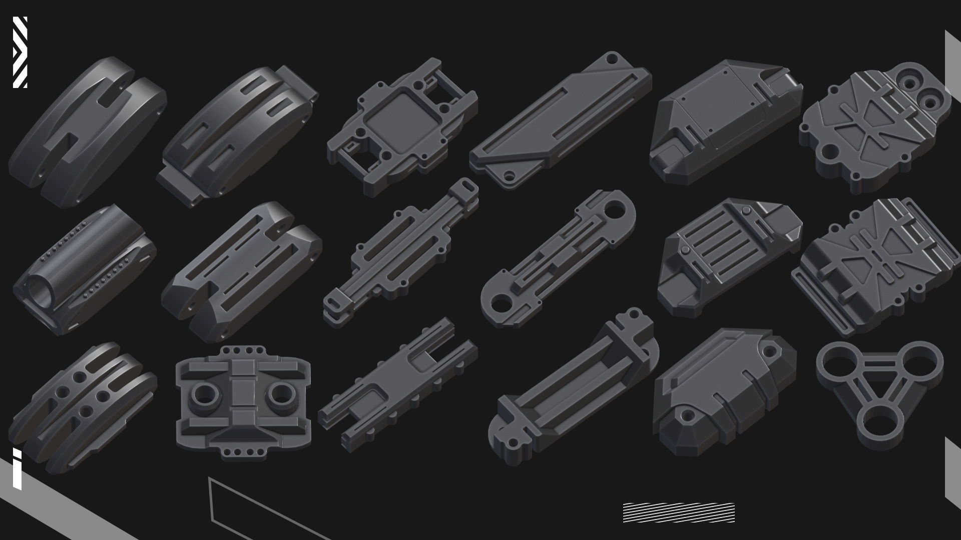 200 Hard Surface Detail Kitbash 3D model_7