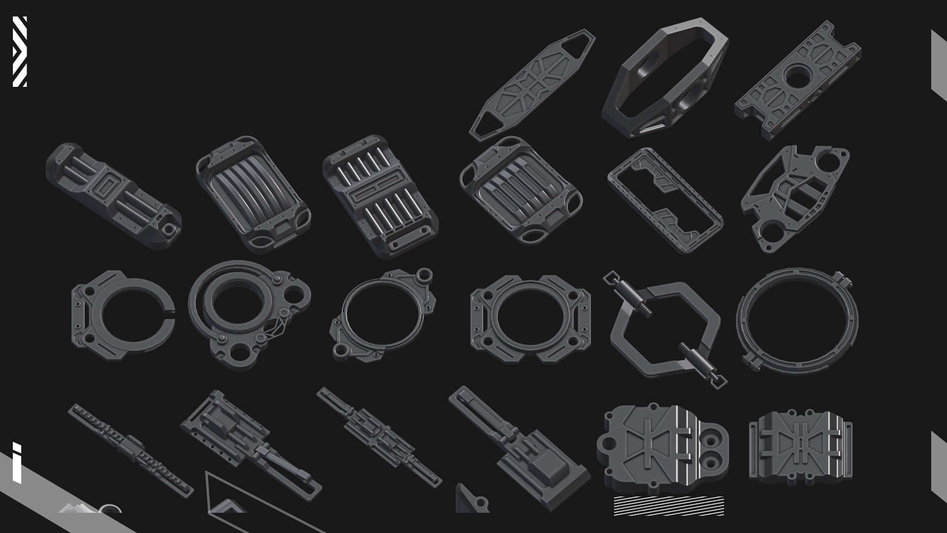 200 Hard Surface Detail Kitbash 3D model_4